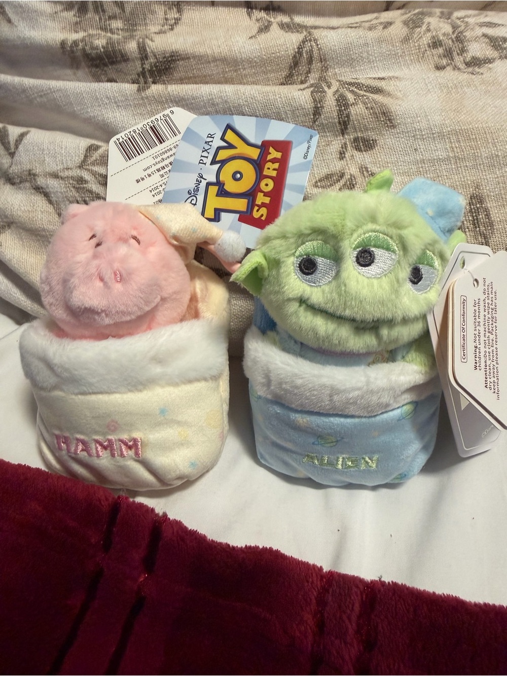Plush Set - Green Alien & Pink Hamm in Soft Sleep Sacks Keychain Charms